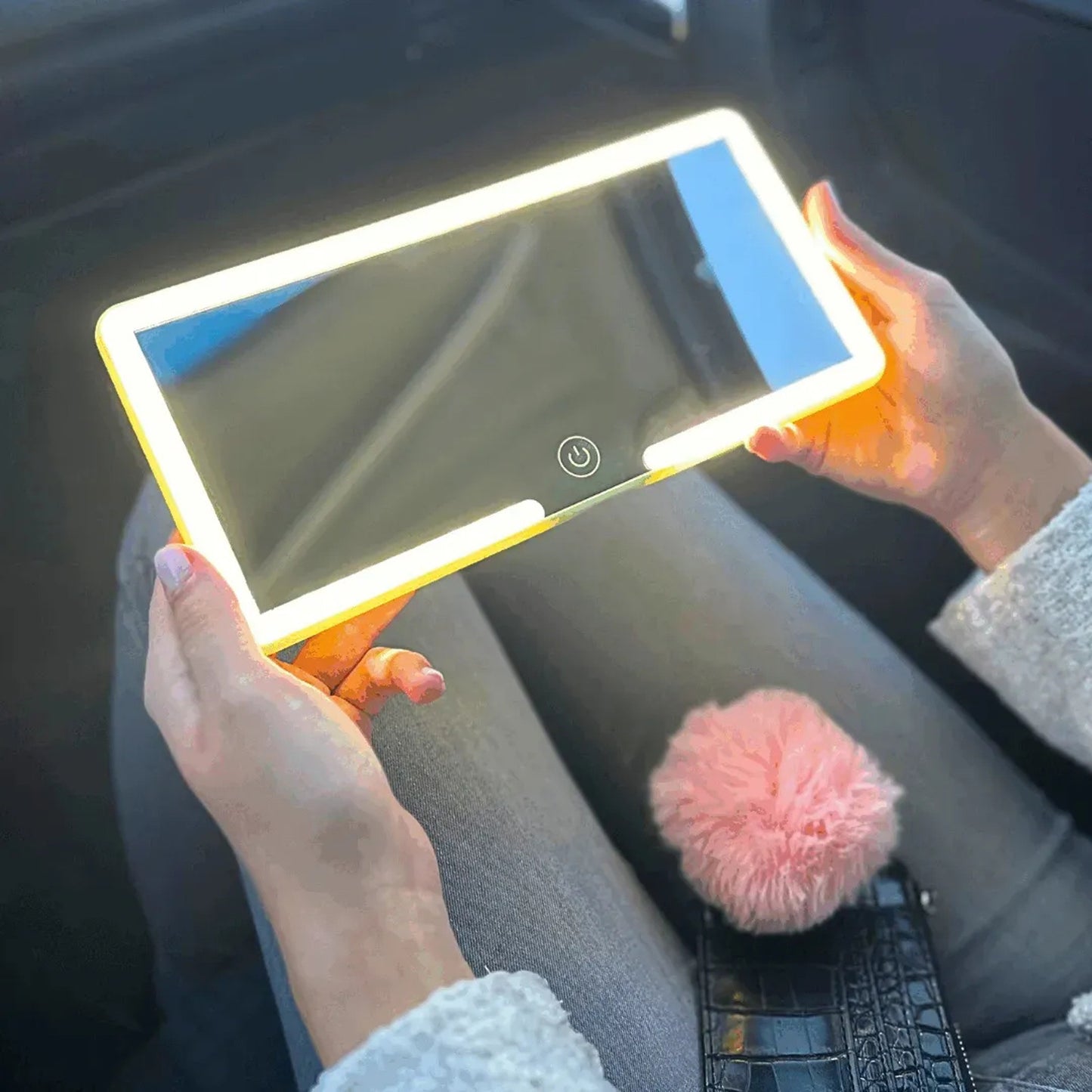 Car LED vanity mirror sun visor with light vanity mirror Three-tone light eye protection portable car LED vanity mirror