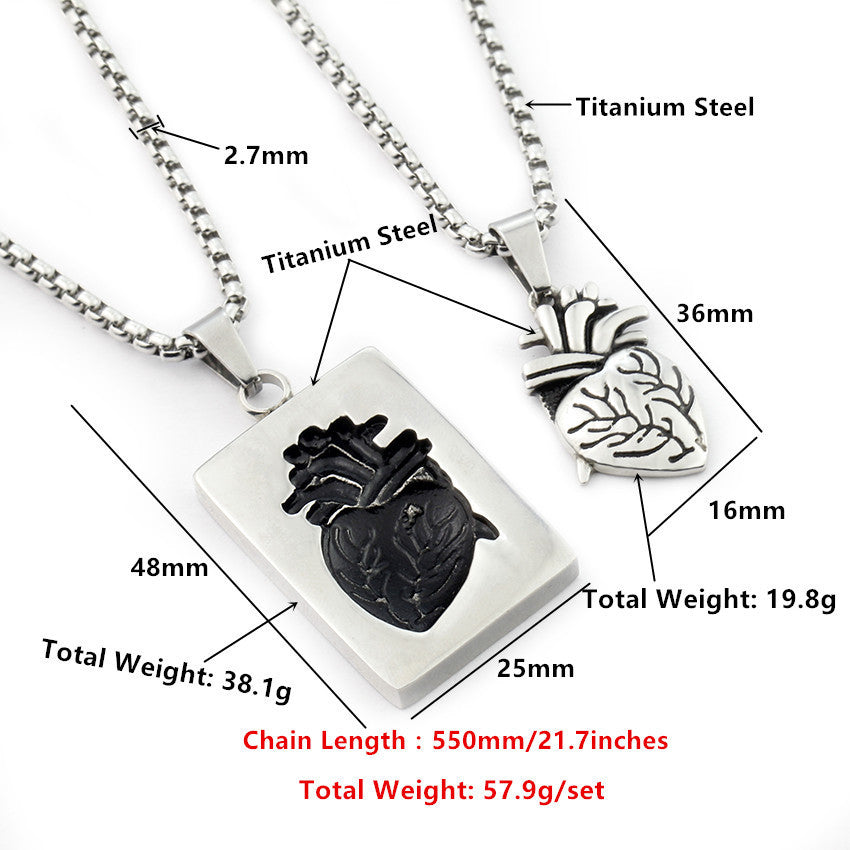 Gayi European and American simple creative heart couple pendant gold and silver personalized fashion hip-hop necklace cross-border new product