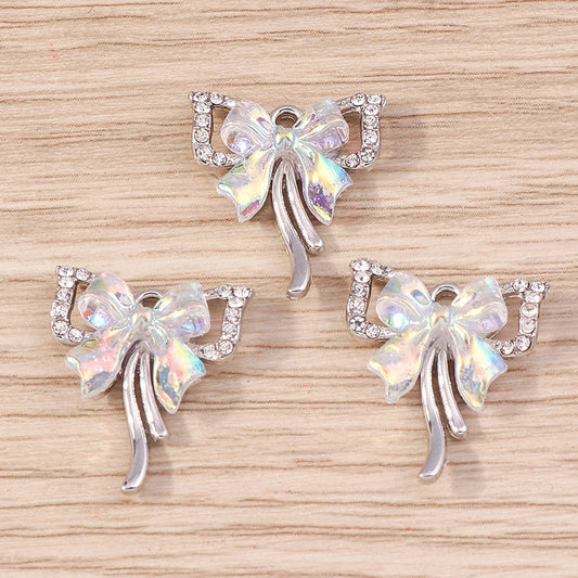 5pcs/pack Beautifully designed bowknot accessories with diamonds and dots for DIY jewelry accessories accessories pendants