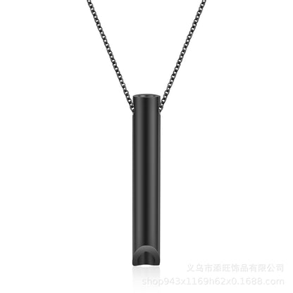 Cross-border personalized three-dimensional shift decompression respirator necklace stainless steel adjustable breathing whistle necklace jewelry