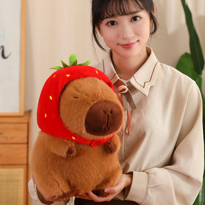 Capibala Doll Strawberry Capybara Doll Capibala Pendant Capybara Snap Circle Ugly Cute Doll Bag Ornament