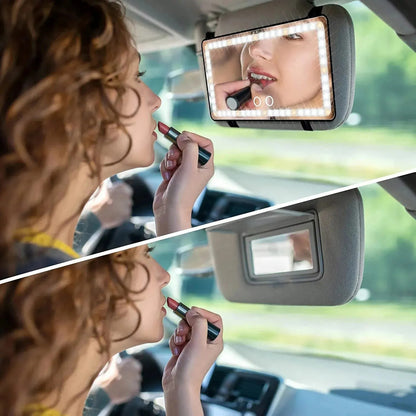 Car LED vanity mirror sun visor with light vanity mirror Three-tone light eye protection portable car LED vanity mirror