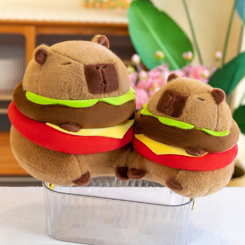 Cute Hamburger Piglet Plush Toy Doll Doll Pillow Internet Celebrity Send Baby Birthday Gift Wholesale