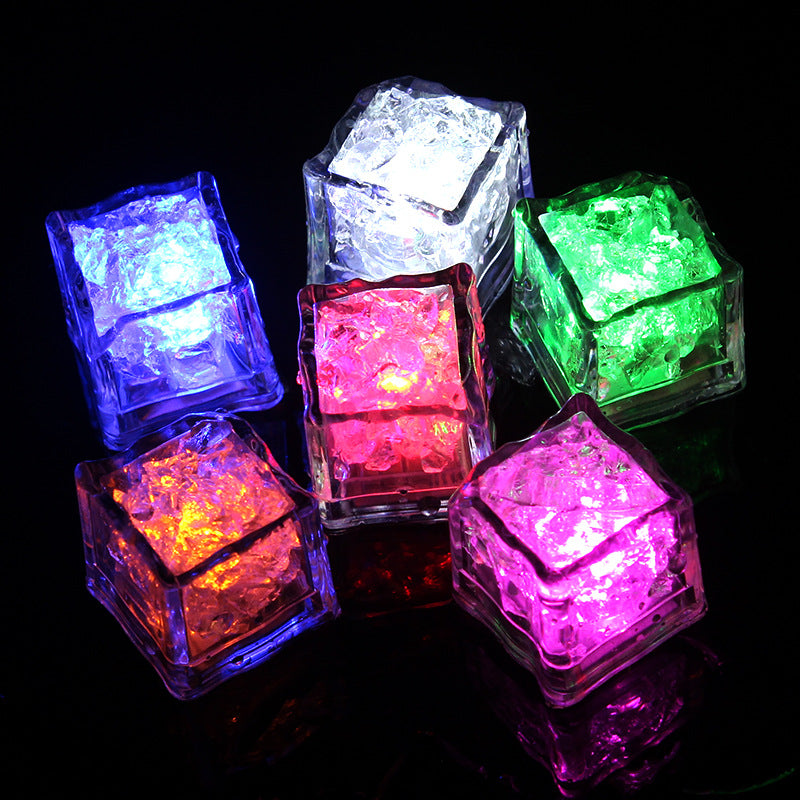 Luminous ice cube bar KTV luminous toy that lights up when exposed to water LED colorful ice cube induction flash ice cube lamp manufacturer