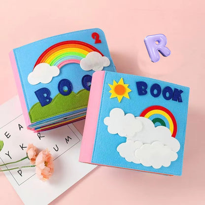 Felt cloth book three-dimensional early education book kindergarten rainbow Montessori children's teaching aids washable busy board quiet cloth book