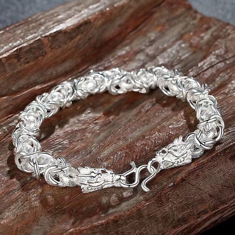 Original handmade men's personalized trendy retro sterling silver faucet domineering bracelet collectible jewelry birthday gift