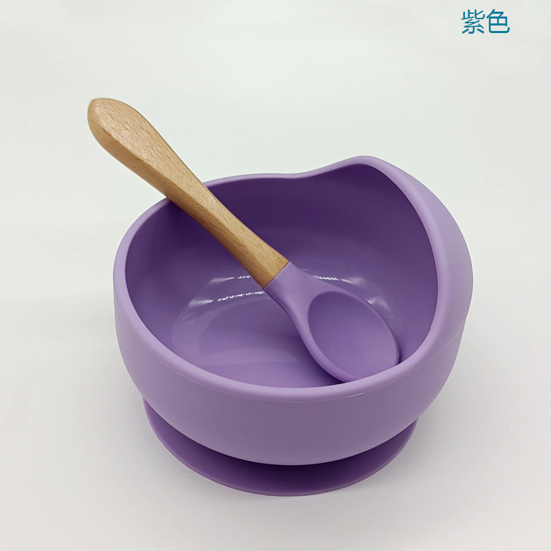 Children's silicone suction cup bowl, infant food bowl set, baby eating anti-fall snail bowl, children's training spoon