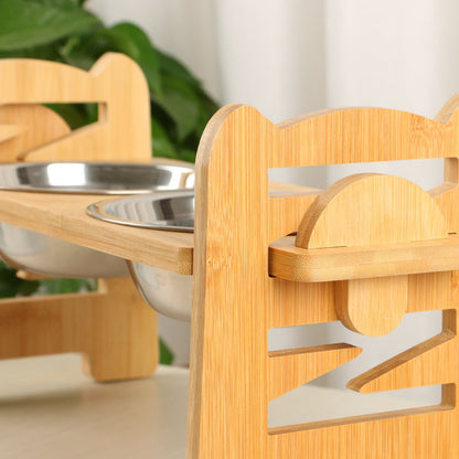 Cat bowl rack, feeder, pet bowl, stainless steel dining rack, anti-knock single and double bowl, cat and dog food bowl for pets