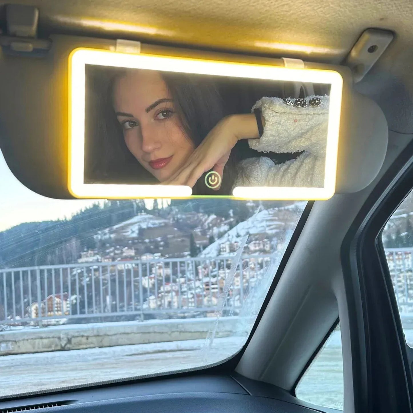 Car LED vanity mirror sun visor with light vanity mirror Three-tone light eye protection portable car LED vanity mirror