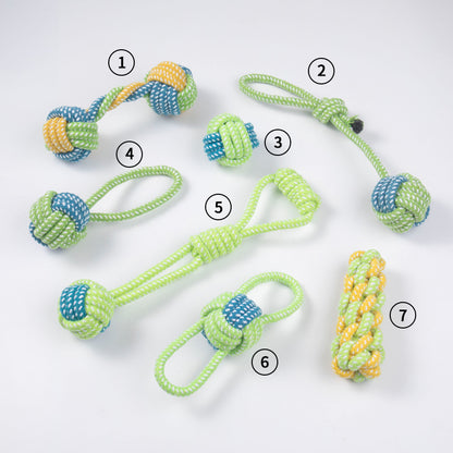 Dog bite rope pet teddy cotton rope knot ready stock wholesale toy ball knot pet toys pet supplies