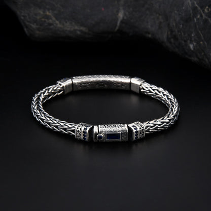 Seiko diamond s925 sterling silver rattan grass pattern men's bracelet retro European and American versatile bracelet women's accessories bracelet