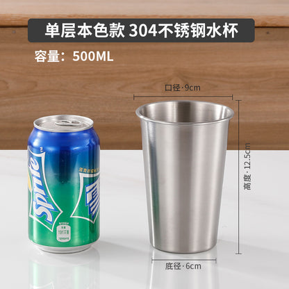 Cross-border 304 stainless steel water cup camping beer cup outdoor cup single-layer cold drink cup metal mouth cup golden large