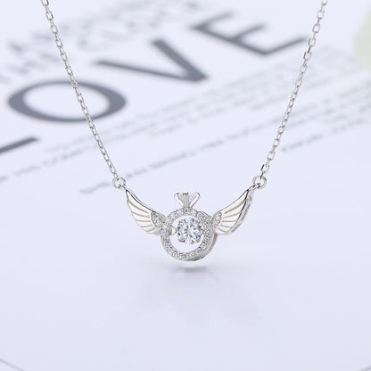 Angel Smart Necklace, Clavicle Chain, Beating Heart Wings, Female Niche Design, Simple Flying Wings, Inlaid with Gold Plating