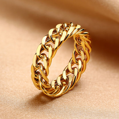 Stainless steel chain ring steel color gold ladies fashion trend personality titanium steel jewelry wholesale RC-476