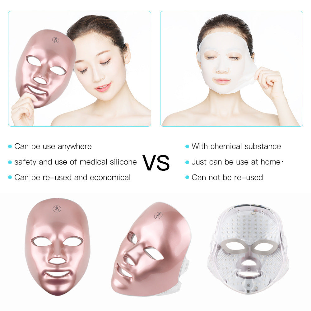 Touch LED Color Light Mask Rechargeable Mask Device Seven Color Light Beauty Device Photon Skin Rejuvenation Device