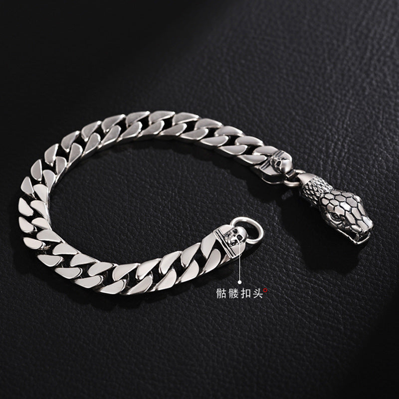 New Cuban Chain Bracelet Men's Personalized Retro Trendy Snake Bracelet Men's Trendy Hip-Hop Niche Factory Direct Sales