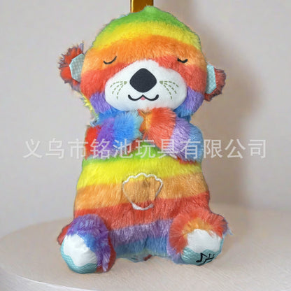 Cross-border new style breathing and luminous lullaby cute soothing bear sleeping soundly baby bear music doll