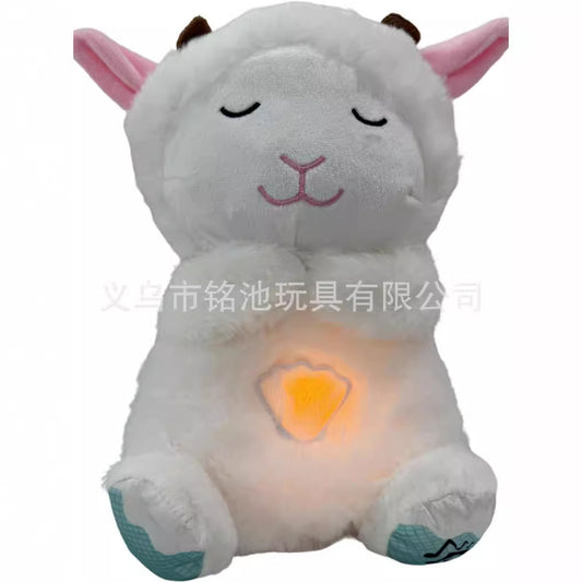 Cross-border new style breathing and luminous lullaby cute soothing bear sleeping soundly baby bear music doll