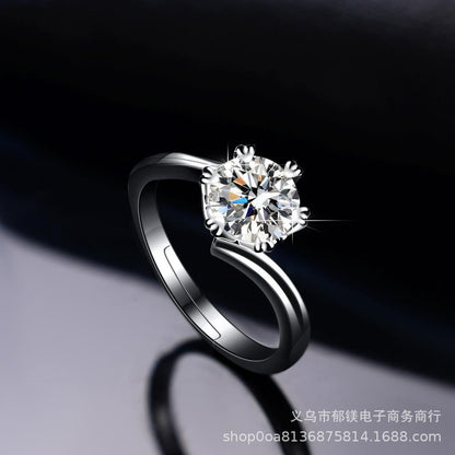 Douyin Kuaishou internet celebrity snowflake twisting arm ring for women, simple and fashionable snowflake twisting arm inlaid with moissanite live diamond ring