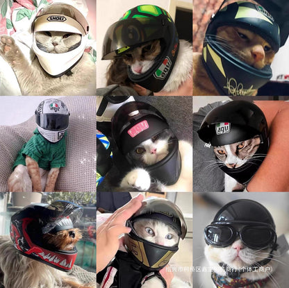 Cat motorcycle helmet Cat special pet motorcycle helmet Cat and dog handsome mini motorcycle hat safety hat