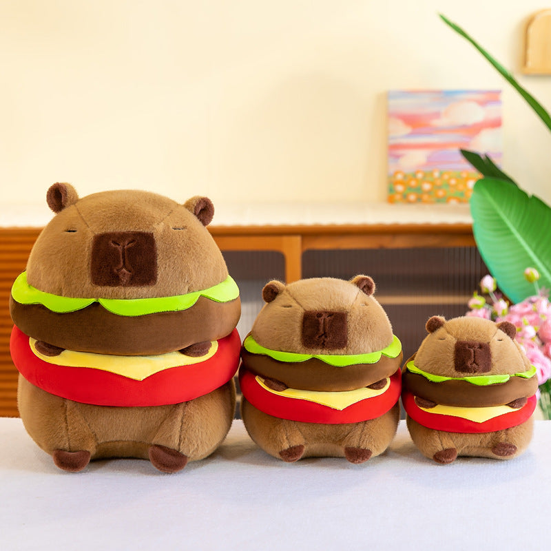 Cute Hamburger Piglet Plush Toy Doll Doll Pillow Internet Celebrity Send Baby Birthday Gift Wholesale