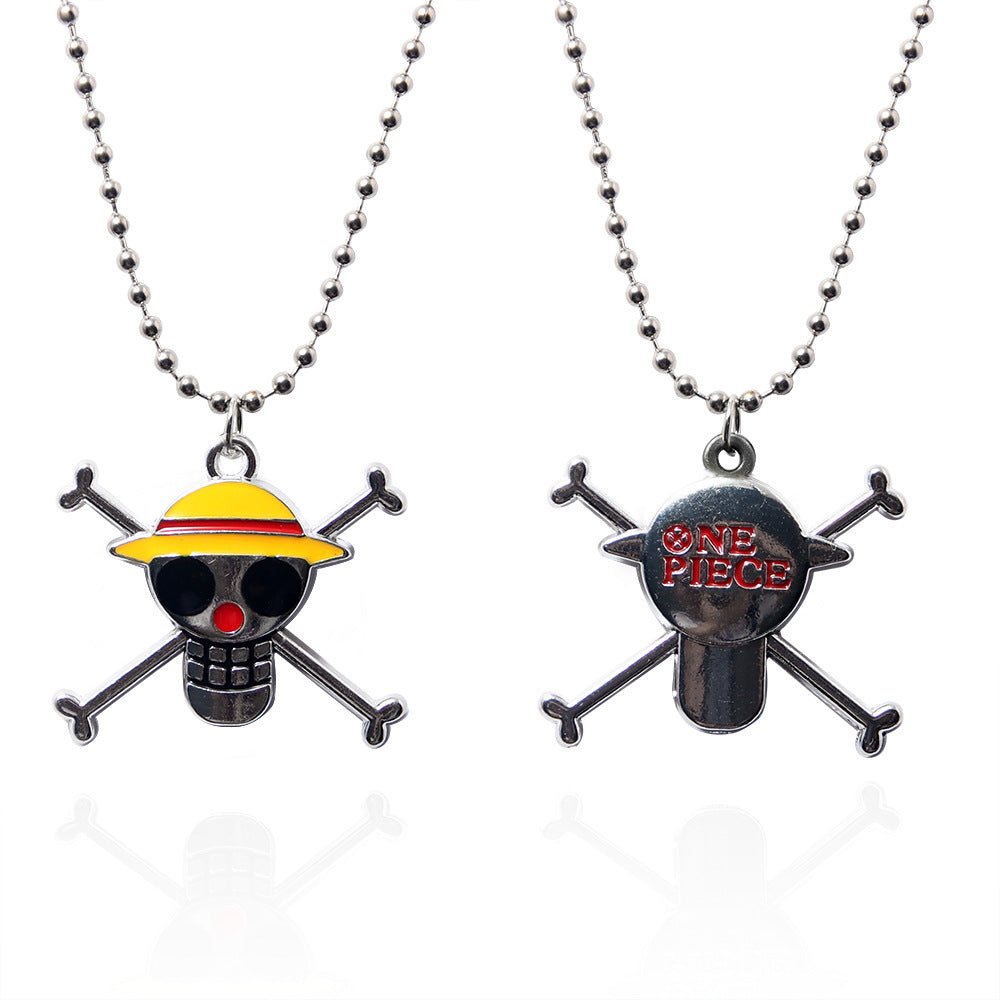 Anime One Piece Straw Hat Luffy Ace Hat Necklace Whitebeard ONEPIECE Wanted Order Keychain Pendant