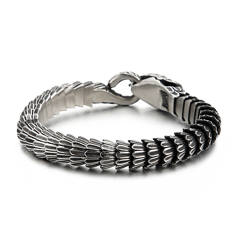 European and American stainless steel snake accessories, fashion trend cross-border creative personality snake men's titanium steel bracelet jewelry