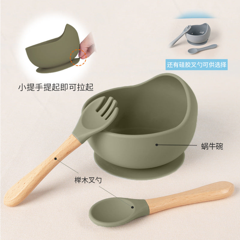 Cross-border food-grade children's silicone tableware suction cup type anti-fall partitioned baby feeding tableware six-piece set