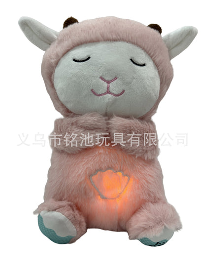 Cross-border new style breathing and luminous lullaby cute soothing bear sleeping soundly baby bear music doll