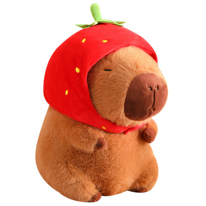 Capibala Doll Strawberry Capybara Doll Capibala Pendant Capybara Snap Circle Ugly Cute Doll Bag Ornament