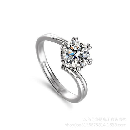 Douyin Kuaishou internet celebrity snowflake twisting arm ring for women, simple and fashionable snowflake twisting arm inlaid with moissanite live diamond ring