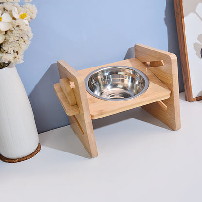 Cat bowl rack, feeder, pet bowl, stainless steel dining rack, anti-knock single and double bowl, cat and dog food bowl for pets