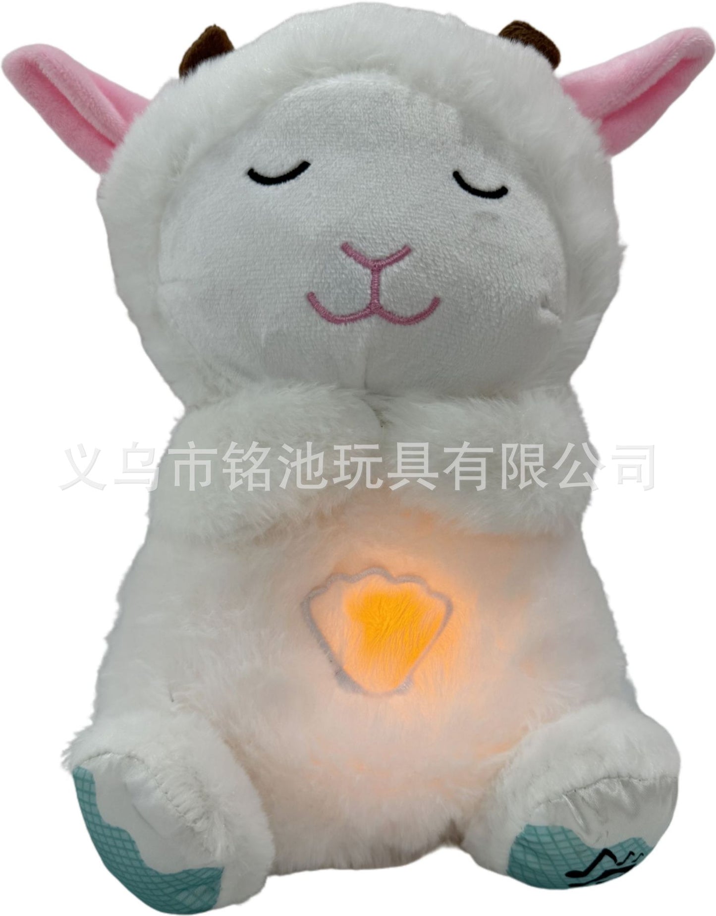 Cross-border new style breathing and luminous lullaby cute soothing bear sleeping soundly baby bear music doll