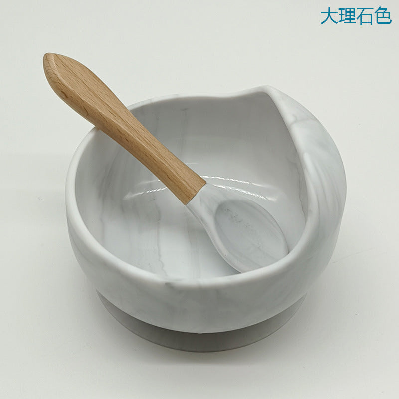 Children's silicone suction cup bowl, infant food bowl set, baby eating anti-fall snail bowl, children's training spoon