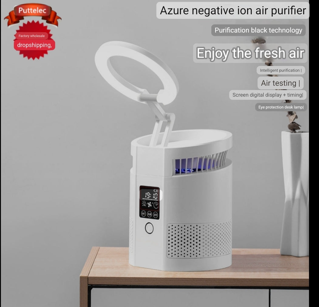 Cross-border new type of negative ion air purifier for office and household use in addition to second-hand smoke small smart desktop purifier