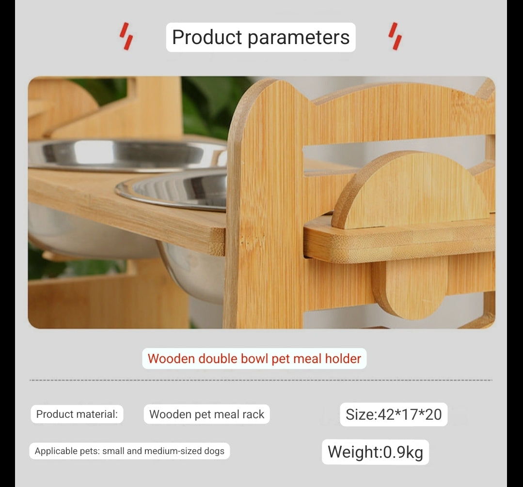 Cat bowl rack, feeder, pet bowl, stainless steel dining rack, anti-knock single and double bowl, cat and dog food bowl for pets