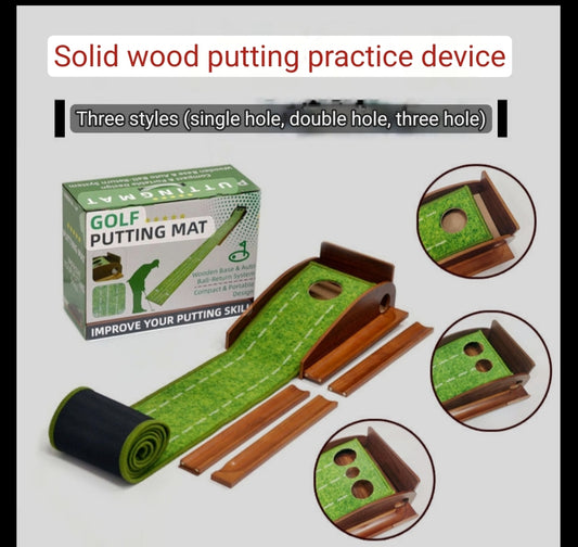 Golf solid wood putting practice device, mahogany ball track, suede putting practice blanket, gift box packaging