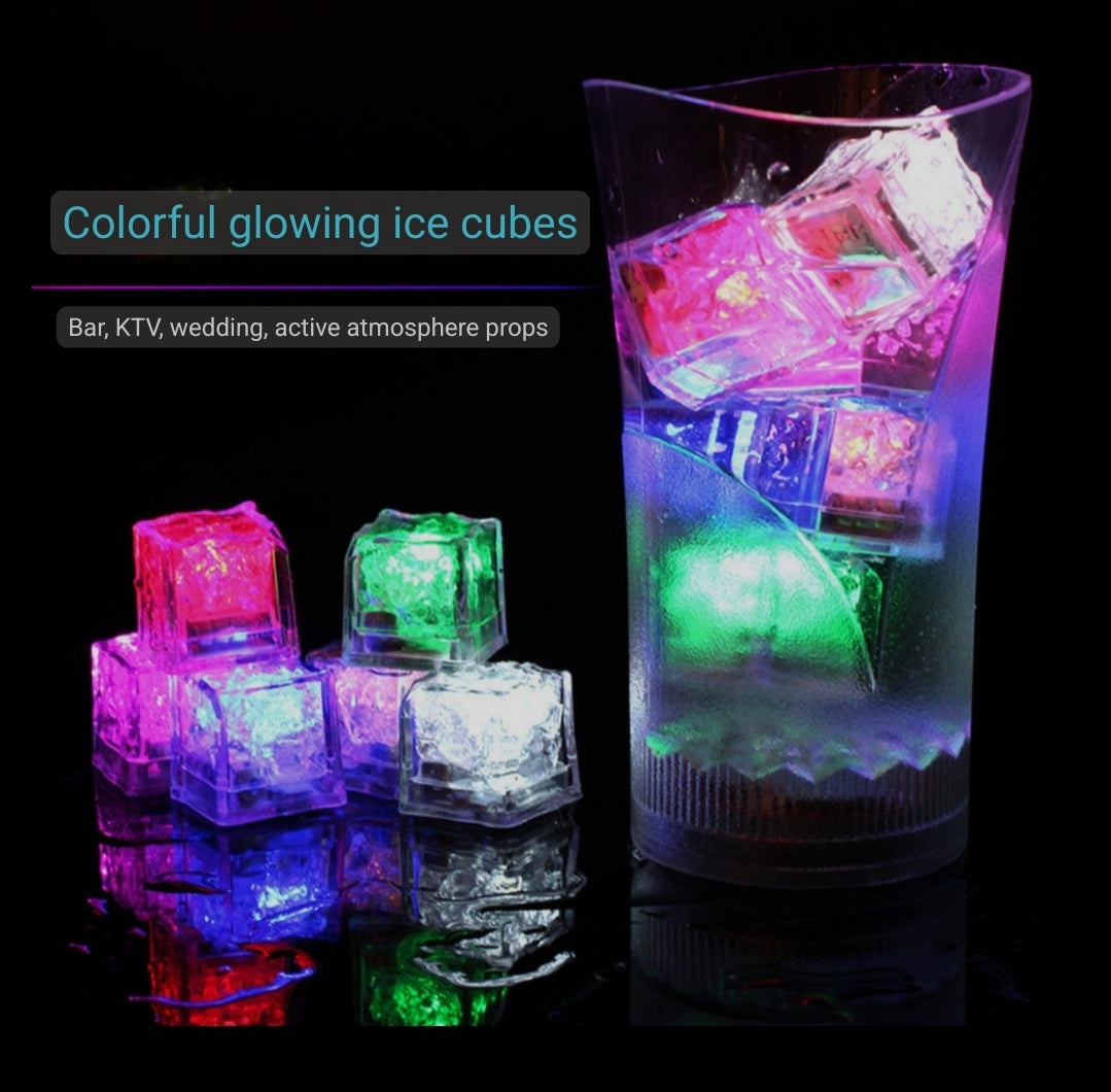 Luminous ice cube bar KTV luminous toy that lights up when exposed to water LED colorful ice cube induction flash ice cube lamp manufacturer