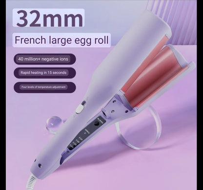 32mm French egg roll curling wand water ripple large curl wave wool curling splint negative ion does not damage hair artifact