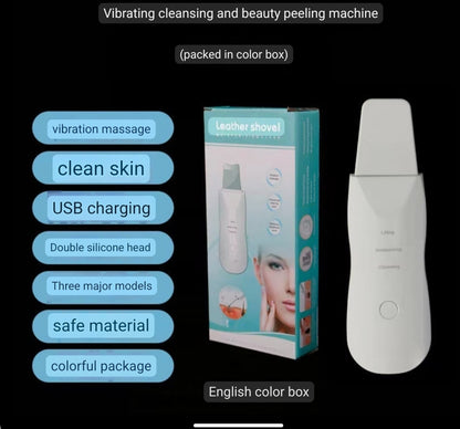 Cross-border new ultrasonic skin scraper, blackhead scraper, acne exporter, pore cleaning and beauty device, dead skin cleansing device